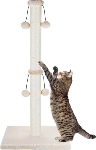 Dimaka Poste rascador para gatos de 34 pulgadas, Poste rascador para gatos, Rascador para gatos grandes con pelota de juguete tentadora, Sisal Beige