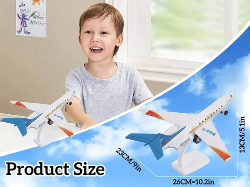 Miniatura 5 de Crelloci Avión de juguete Single Airlines fundido a presión modelo G650 de avión, aleación de metal, aviones con luces y sonidos para niños y niñas