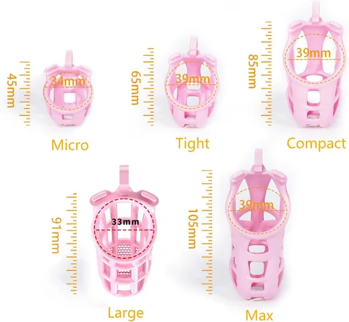 Miniatura 4 de Jaula de castidad masculina Cobra con 5 anillos de resina y cerradura para hombres, transpirable (Grande)