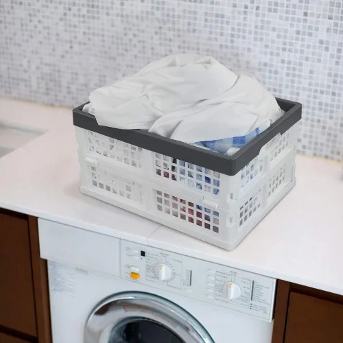 Miniatura 5 de Teyyvn Paquete de 4 cajas plegables para leche, contenedores apilables de plástico de 15 L
