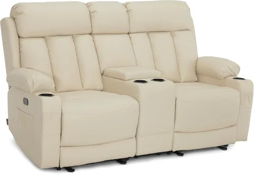 Miniatura 8 de MCombo Sofá de dos plazas reclinable eléctrico con calor y masaje, sofá reclinable para sala de estar, piel sintética 6075 (negro)