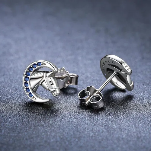 Miniatura 2 de ECHOOY Horse Stud Earrings 925 Sterling Silver Cute Horse Earrings Hypoallergenic Lucky Horse Jewelry Gifts Horse Lover Gift for Women Girls Teens