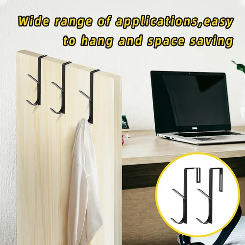 Miniatura 7 de Wehhbtye Ganchos Dobles Ajustables para Abrigos, Gancho Grueso para Abrigos de Pared de Cubículo, Gancho Doble de Metal Sobre el Panel Ajustable