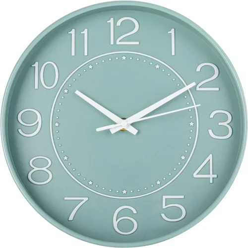 Miniatura 11 de HZDHCLH Reloj de pared pequeño de 10 pulgadas, funciona con pilas, reloj de cuarzo azul para pared, silencioso sin tictac, moderno reloj de pared