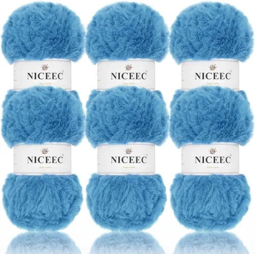 Miniatura 97 de NICEEC Hilo de Pelo Sintético Super Suave, Grueso y Esponjoso, Hilo de Pestañas para Crochet y Tejido (Longitud Total 192m/9.1kg) - Otoño/300g