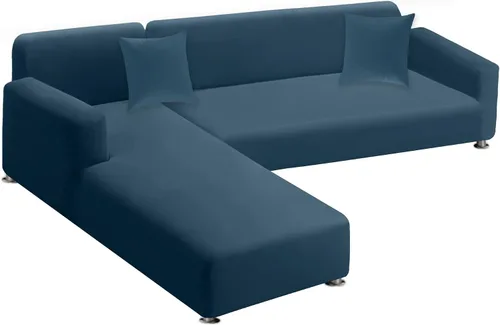 Miniatura 9 de LA MEACK Fundas para sofá modular, 2 piezas, suave, en forma de L, súper elástica, tipo L, con 2 fundas de almohada, funda de sofá de 3 plazas +