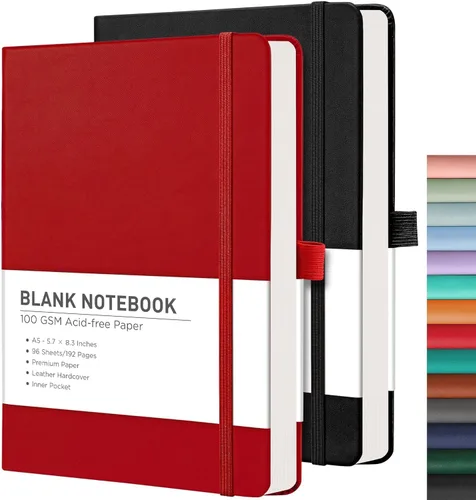 Miniatura 33 de RETTACY Cuaderno rayado, 2 paquetes, 192 páginas numeradas por paquete, tamaño A5 mediano (5.7 x 8.3 pulgadas), para hombres y mujeres, escritura