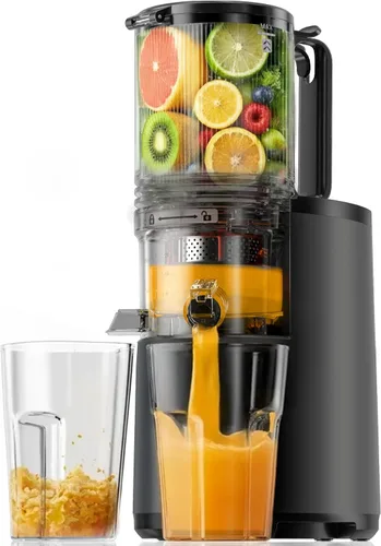 Miniatura 9 de EUHOMY - Exprimidor de prensa en frío, canal de alimentación de 5.5 pulgadas de ancho, exprimidor de masticación lenta para verduras y frutas Negro