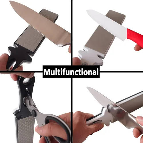 Miniatura 4 de Afilador de cuchillos y tijeras de diamante 5 en 1, afilador de cuchillos de cerámica, barra de afilado de cuchillos de doble cara 400/1000 grano