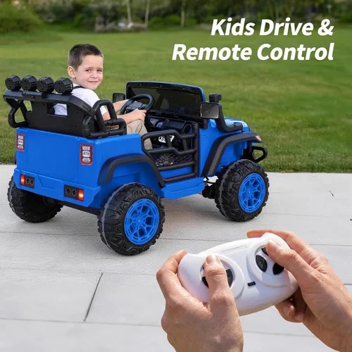Miniatura 5 de Hikiddo - Auto eléctrico de paseo de 2 plazas, juguete de 12 V para niños de 4 a 8 años con control remoto, neumáticos EVA - Azul