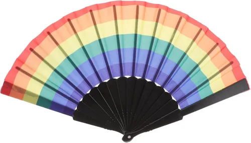 Abanicos de arco iris plegable colorido ventilador de mano LGBT ventilador de mano de plástico ventilador gay fanáticos de baile para decoración de