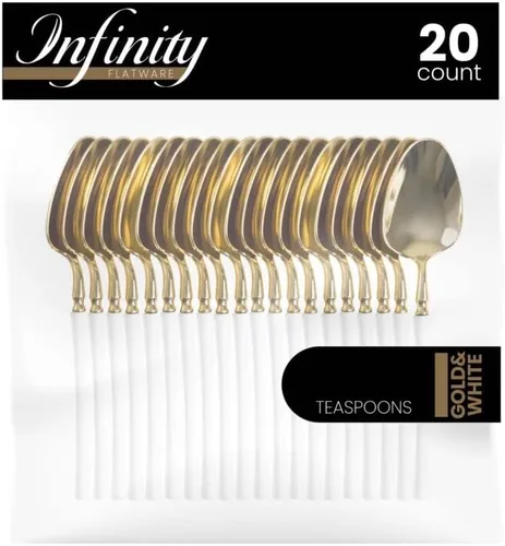 Miniatura 30 de Party Bargains Juego de cubiertos negros de plástico desechable, utensilios de diseño moderno infinito, paquete de 40: 16 tenedores, 8 cuchillos, 16