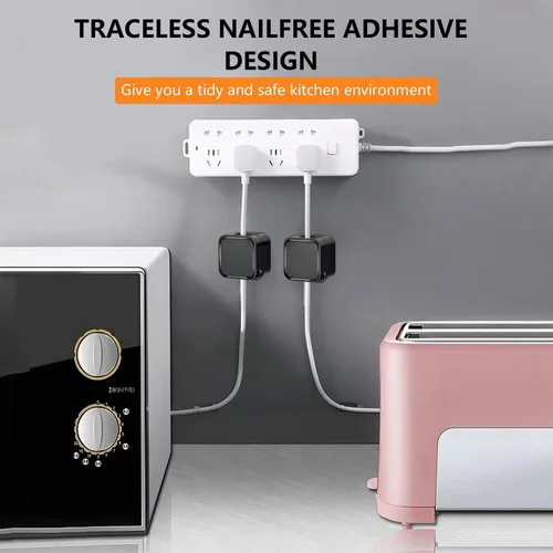 Miniatura 7 de Paquete de 6 soportes magnéticos para cables negros, clips adhesivos para cable de escritorio y automóvil, organizador de cables para mesita