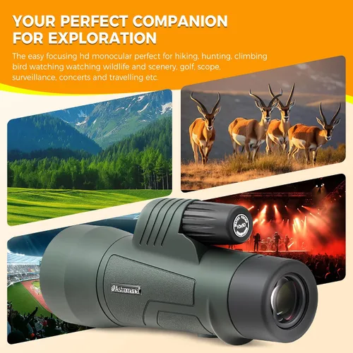 Miniatura 4 de Astromania Monoculares de prisma BAK4 de alta potencia de 10 x 50, impermeable, monoscopio de mano compacto para observación de aves, eventos