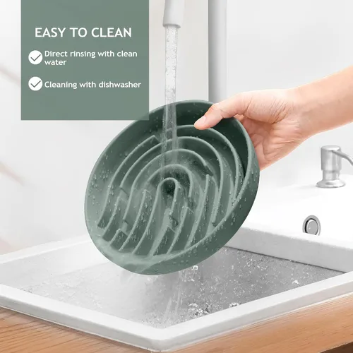 Miniatura 6 de Coomazy Cuencos grandes de silicona de alimentación lenta para perros, juguete interactivo de rompecabezas para el entrenamiento de alimentos