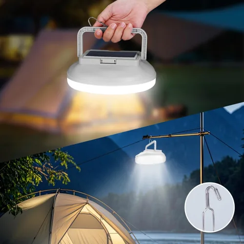 Miniatura 9 de Luz solar para campamento, 4500 lm, recargable, impermeable, para campamento, senderismo, huracán, cortes de energía, emergencia en el hogar
