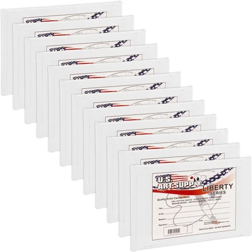 US Art Supply - Paquete de 12 tableros de lienzo para pintura de 8 x 10 pulgadas, calidad artística profesional, libre de ácidos (1 caja completa de