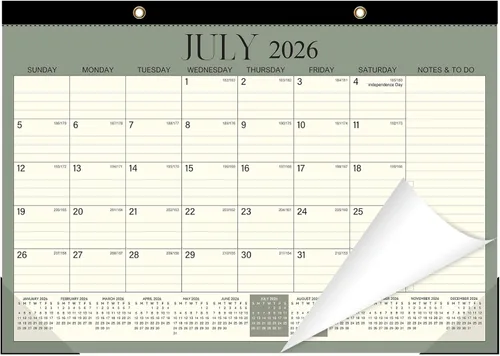 ZTX Calendario de escritorio 2026-2027, calendario mensual de 18 meses de julio de 2026 a diciembre de 2027, calendarios grandes de 17 x 12