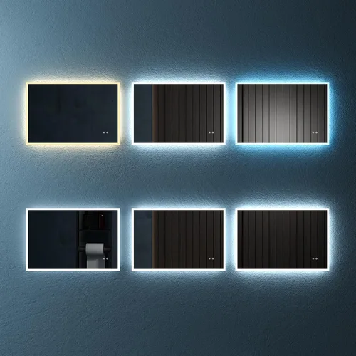 Miniatura 3 de 36" W x 24" H Modern Wall Mounted LED Backlit Anti-Fog Rectangular Bathroom Mirror with Temperature Adjustable and Memory Function Touch Switch