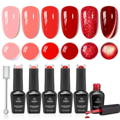 Miniatura 28 de Beetles Bubbly Mixology - Juego de esmaltes de uñas de gel de ojo de gato, 8 colores pastel, primavera, brillante, kit de esmalte de gel