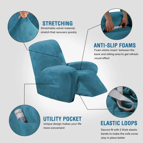 Miniatura 2 de H.VERSAILTEX 1 Pieza Funda para Sillón Reclinable de Terciopelo Fundas Deslizantes para Sillón Reclinable Fundas Deslizantes para Sillón Reclinable
