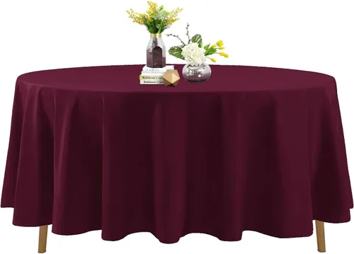Miniatura 83 de Mantel de poliéster lavable de 90 pulgadas, resistente a las manchas y a las arrugas, mantel decorativo para mesa de comedor, fiestas de bufé y Negro