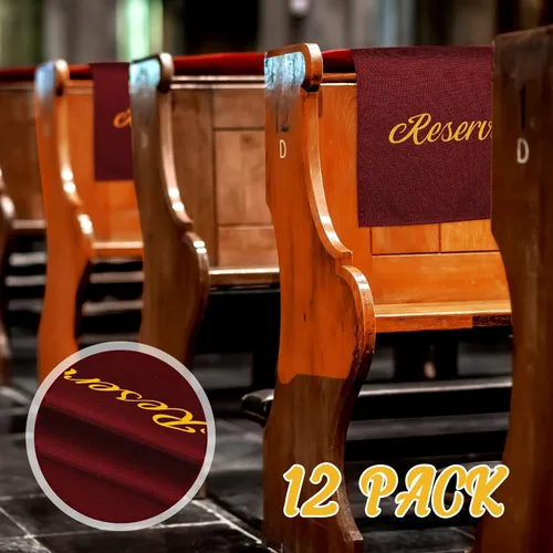 Miniatura 2 de Tatuo 12 carteles de asiento reservados para sillas de 22 pulgadas, letreros reservados para bancos de iglesias, marcador de posición de tela