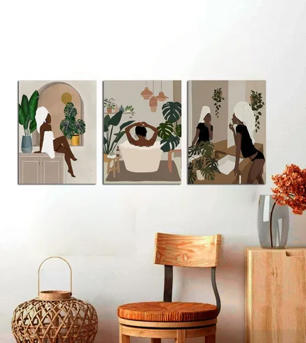 Miniatura 5 de Arte de pared de mujer negra, póster moderno de niña negra, arte de mujer africana, decoración de pared de baño, arte afroamericano, arte de pared