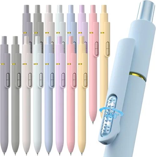 Miniatura 17 de Hiacry 8 bolígrafos de gel de punta fina de 0.028 pulgadas, tinta negra, escritura suave, secado rápido, larga duración, suministros escolares