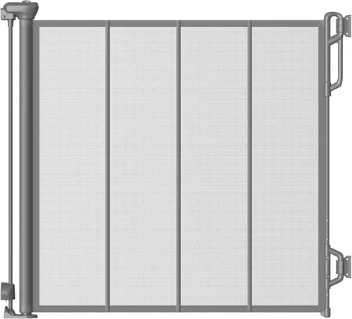 SPACEANY Puerta retráctil reforzada para bebé, puerta de malla para perros, puerta de seguridad infantil para puertas, escaleras, pasillos, Gris