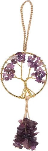 Adorno de cristal curativo Árbol de la Vida Amatista Natural Árbol de la Vida Charm Espejo de Coche Accesorios Hippie Boho Interior Habitación