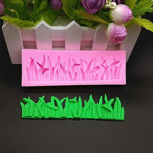Miniatura 2 de Juego de 2 moldes de silicona para fondant de hierba verde y jardín, molde de pasta de goma de chocolate, herramienta de decoración de bordes