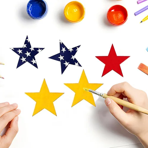 Miniatura 4 de 100 piezas de estrellas de madera de 2 pulgadas con forma de estrellas de madera sin terminar, recortes de estrellas de madera en blanco