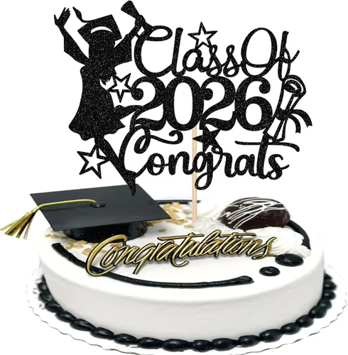 Miniatura 9 de 1 paquete de decoración para tarta de graduación para niña, con purpurina, para diploma, decoración para adultos mayores 2026, para niñas, escuela