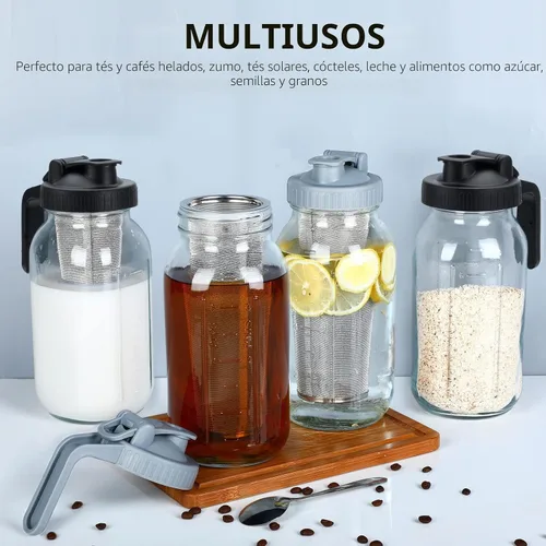Miniatura 6 de Cafetera de Preparación en Frío Mason - Jarra de Café Helado de 64oz con Cuchara Mezcladora de Acero Inoxidable y Filtro Súper Denso, 3 Pasos