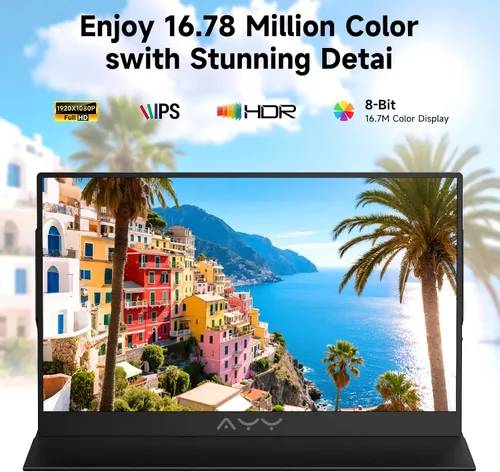 Miniatura 2 de memzuoix Monitor portátil de 15 pulgadas FHD 1080P 100% sRGB HDR IPS USB-C y HDMI para juegos/Mac/PS5 Pantalla de viaje de 1.4 libras con Negro