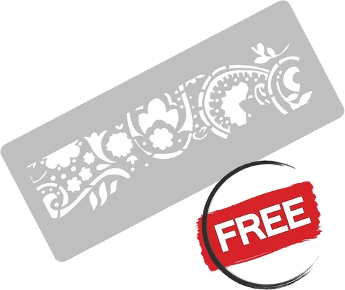 Miniatura 5 de NAKLEO Plantilla de pintura de pared de tamaño grande, 23.2 x 37.4 pulgadas, estampado floral de cachemira turca oriental, plantilla de plástico