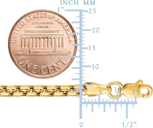 Miniatura 3 de Jewelry Affairs 14K Yellow Gold Filled Round Box Chain Necklace, 3.4mm Wide