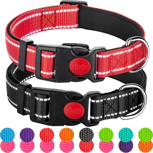 Miniatura 14 de Paquete de 2 collares reflectantes para perros medianos, hembras, machos, collares de nailon para cachorros, perros pequeños y grandes, con hebilla