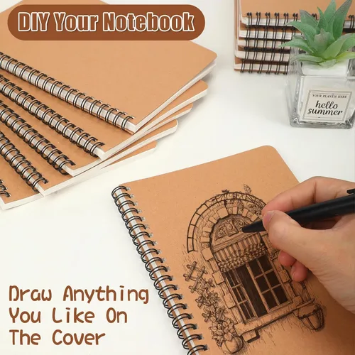 Miniatura 4 de miikoul - 150 paquetes de cuadernos en espiral A5, 8.3"×5.5", 60 hojas/120 páginas, cuadernos de viaje con tapa dura y a rayas para oficina