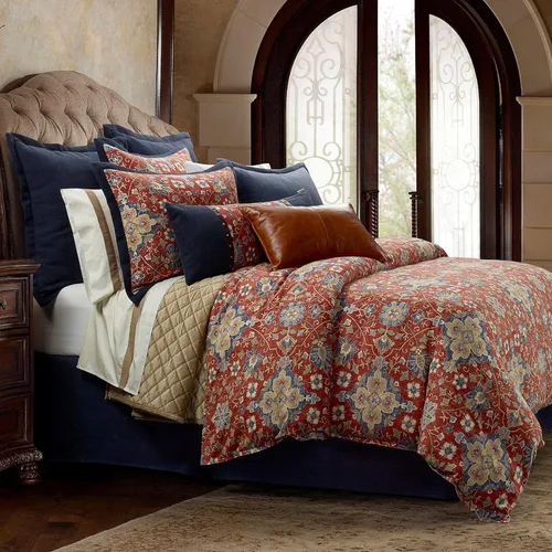 Miniatura 9 de HiEnd Accents Dalia - Juego de edredón de lino de 3 piezas, tamaño King, juego de ropa de cama floral azul claro, estampado botánico de flores