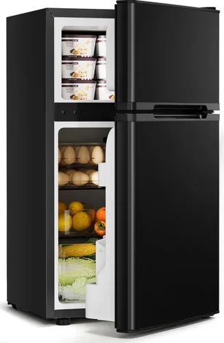 Miniatura 9 de Feelfunn Mini refrigerador con congelador, mini refrigerador de una sola puerta de 3.2 pies cúbicos con termostato ajustable, ahorro de energía