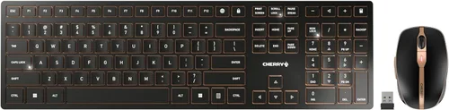 CHERRY DW 9100 Slim, juego de teclado y mouse inalámbricos, conexión Bluetooth y RF de 2.4 GHz, teclas silenciosas, escritura cómoda, recargable,