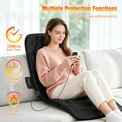 Miniatura 2 de Full Body Massage Mat with Heat, Vibration Back Massage Pad with 10 Motors 3 Heating Levels Timer, Full Body Massager for Bed Chair Sofa, Father‘s