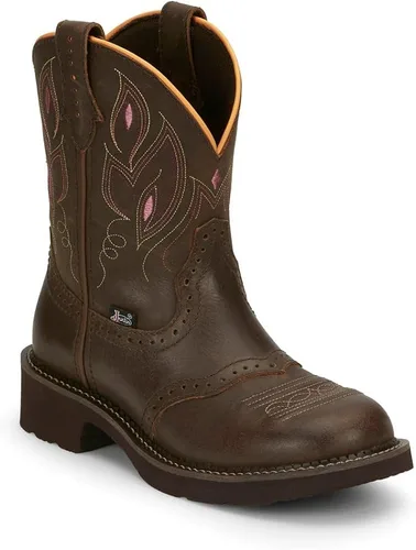 Miniatura 2 de Justin Boots Mujeres Gemma 8" Punta Redonda Casual Botas Mid Becerro Tacón Bajo 1-2" - Marrón