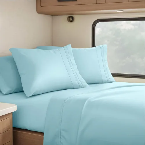 Miniatura 60 de Clara Clark - Juego de sábanas King con Flex Top, 6 piezas - Sábanas de lujo para cama King con cabeza dividida, juego de cama súper suave, King
