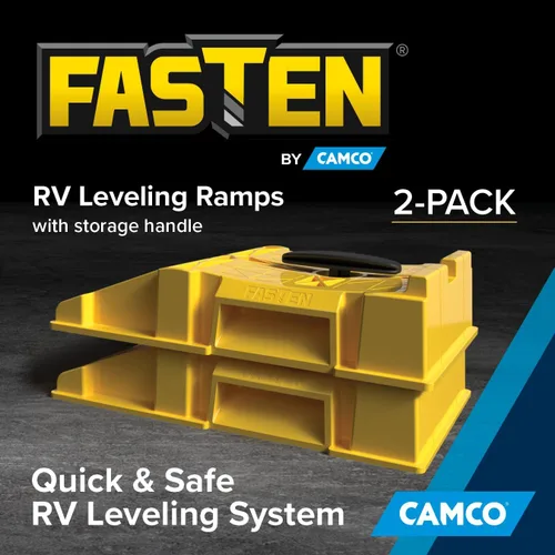 Miniatura 6 de Camco Fasten - Rampas de nivelación para remolque de autocaravana prémium con mango práctico, diseño de anidación para almacenamiento de caravana