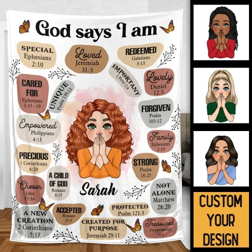 Miniatura 2 de Manta personalizada con texto en inglés "God Says I Am Meaneful", regalos inspiradores, afirmación diaria de pensamiento positivo, regalos de salud