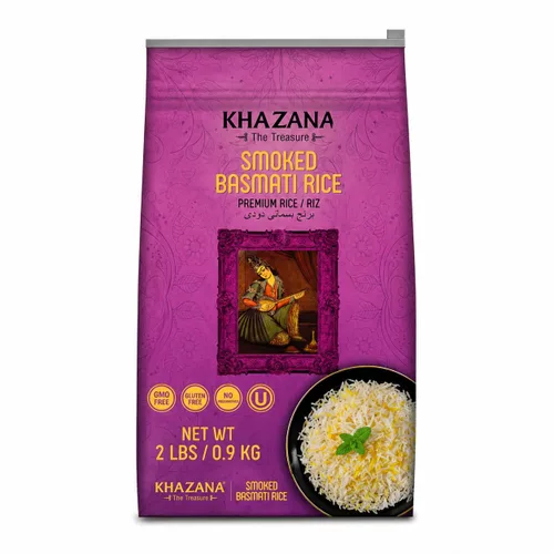 Miniatura 9 de Auténtico arroz basmati ahumado por Khazana en bolsa de 10 libras, grano indio aromático y sabroso, sin OMG, sin gluten, kosher, sin colesterol