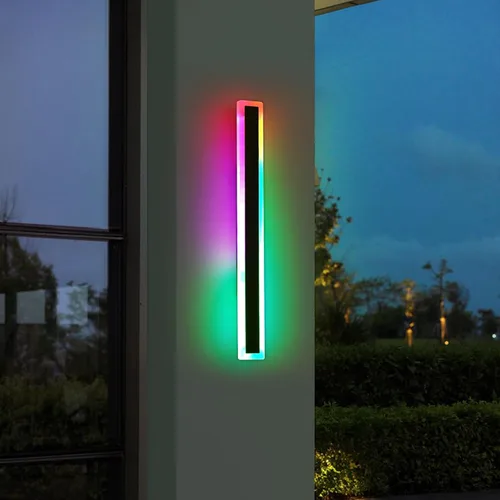 Miniatura 66 de Luz de pared exterior moderna de 47 pulgadas, accesorios de iluminación exterior de acrílico negro de 3000K, montaje en pared, luces de porche